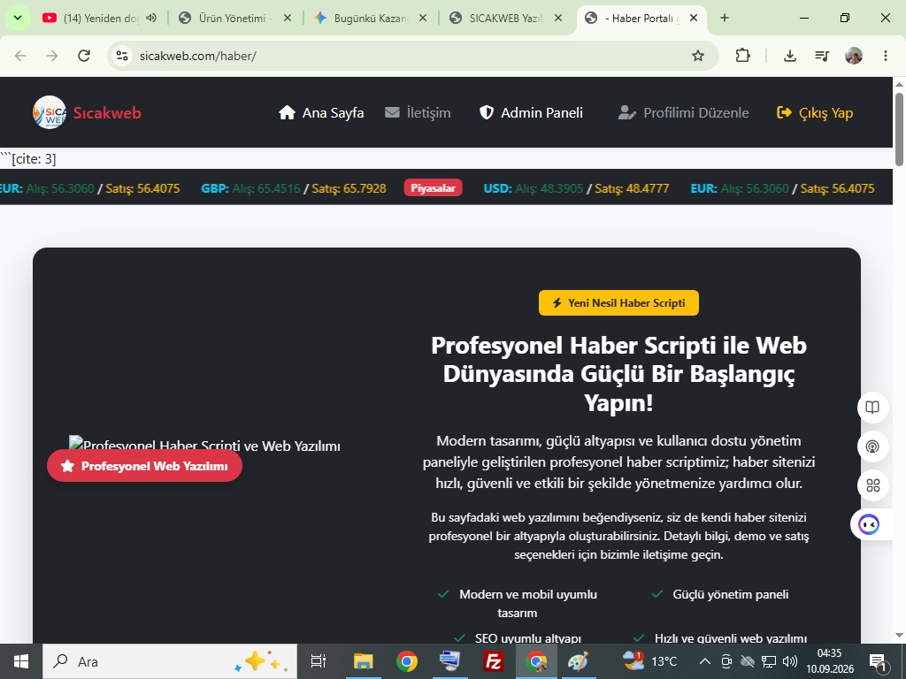 Profesyonel Haber Scripti ile Web Dünyasında Güçlü Bir Başlangıç Yapın!